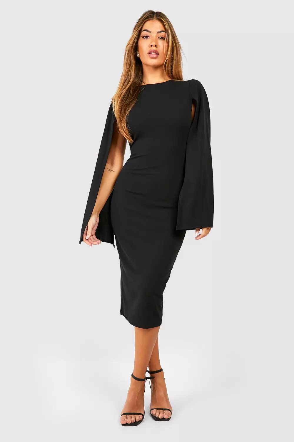 Cape sleeve on sale bodycon midi dress