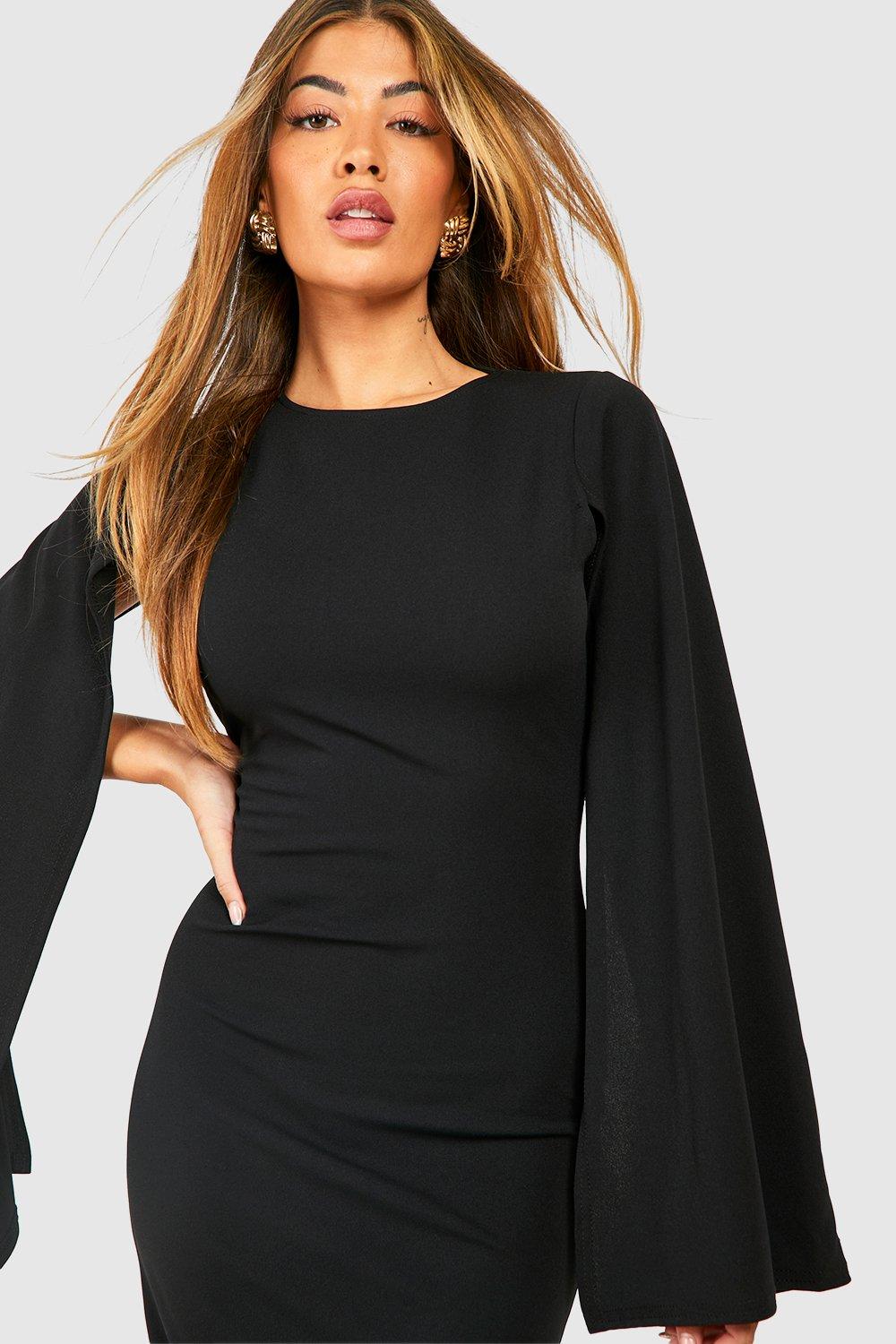 Cape sleeve 2024 black dress