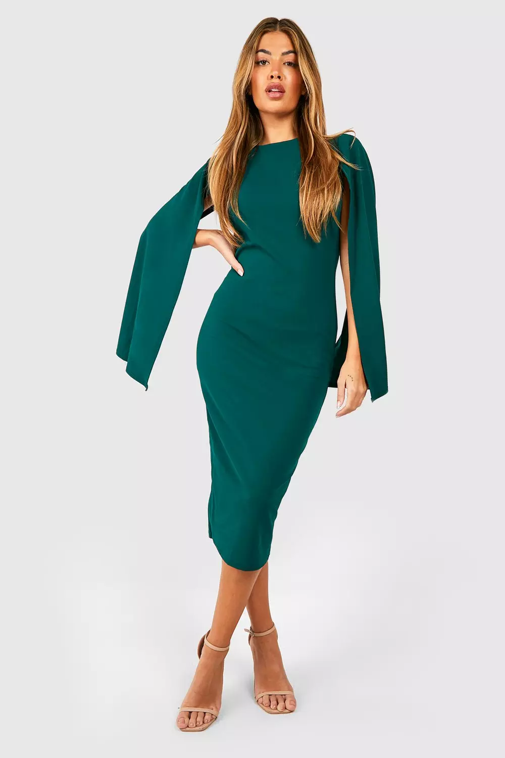 Boohoo cape hotsell sleeve dress