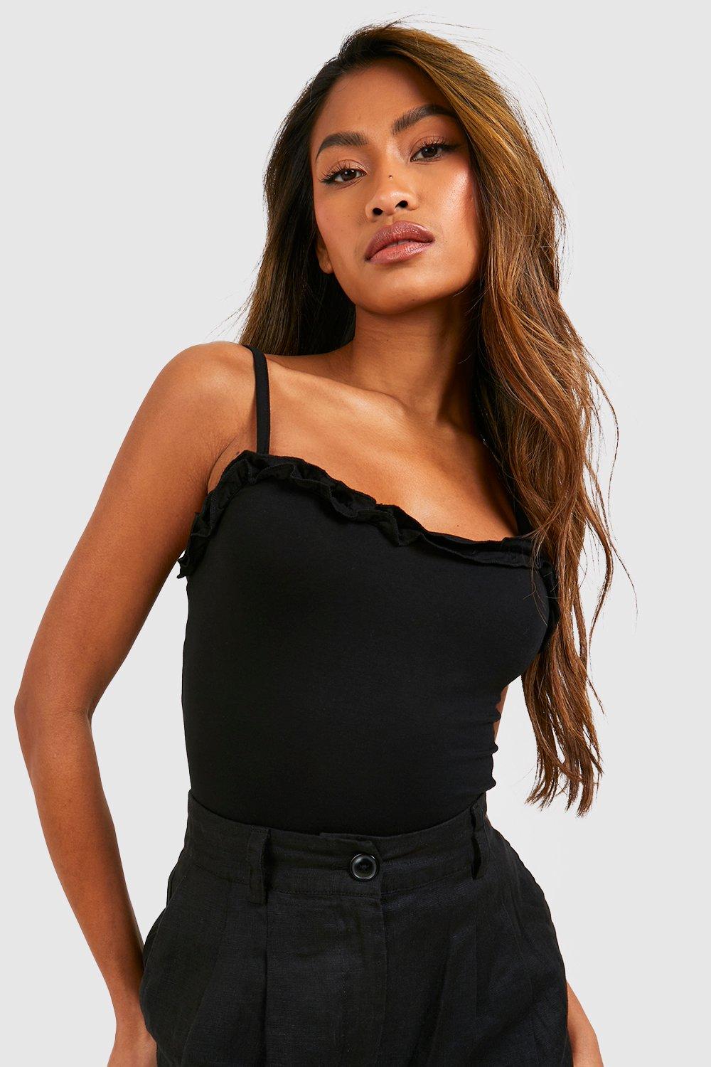 Strappy Ruffle Square Neck Bodysuit