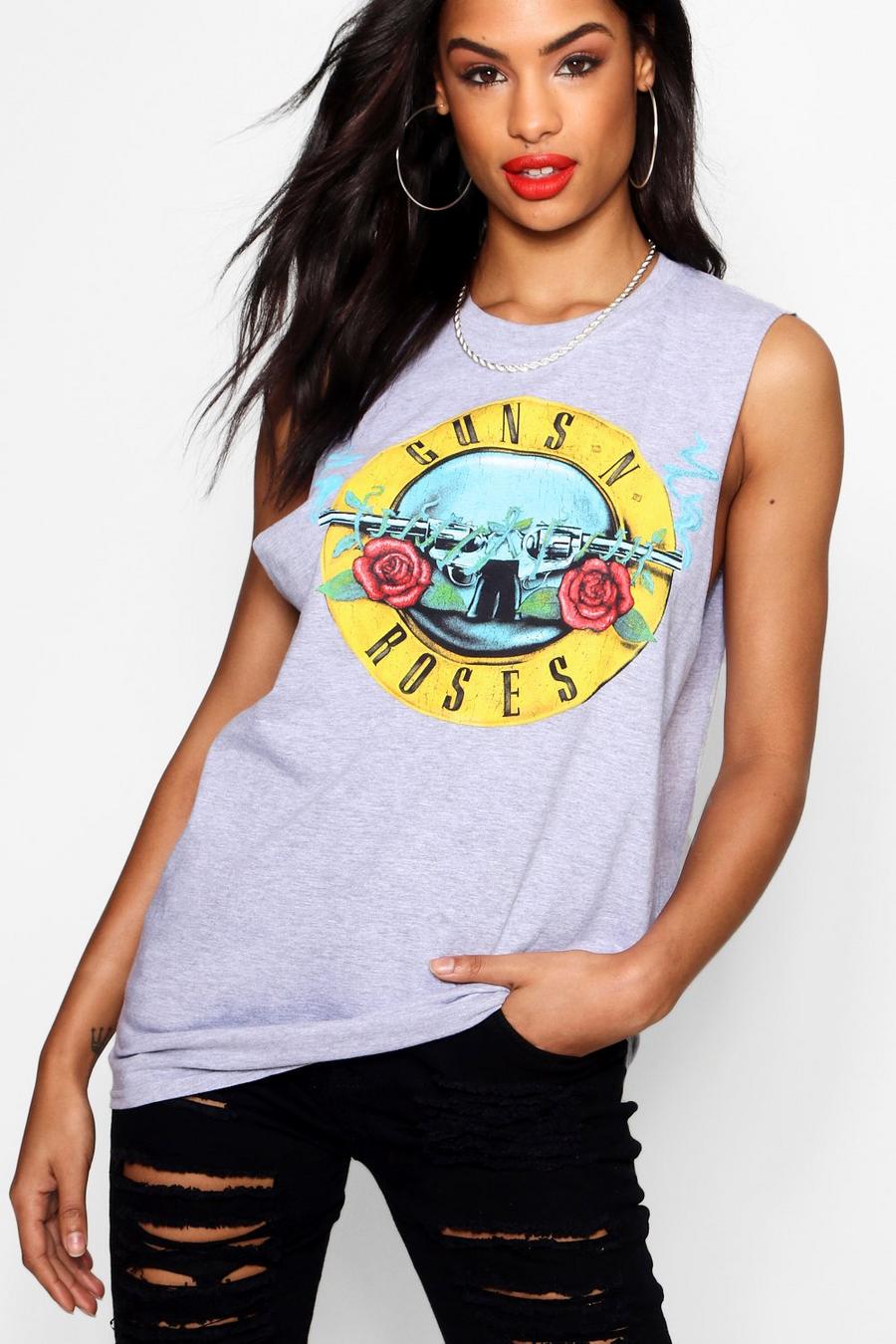 T-shirt et débardeur Guns + Roses, Gris chiné image number 1