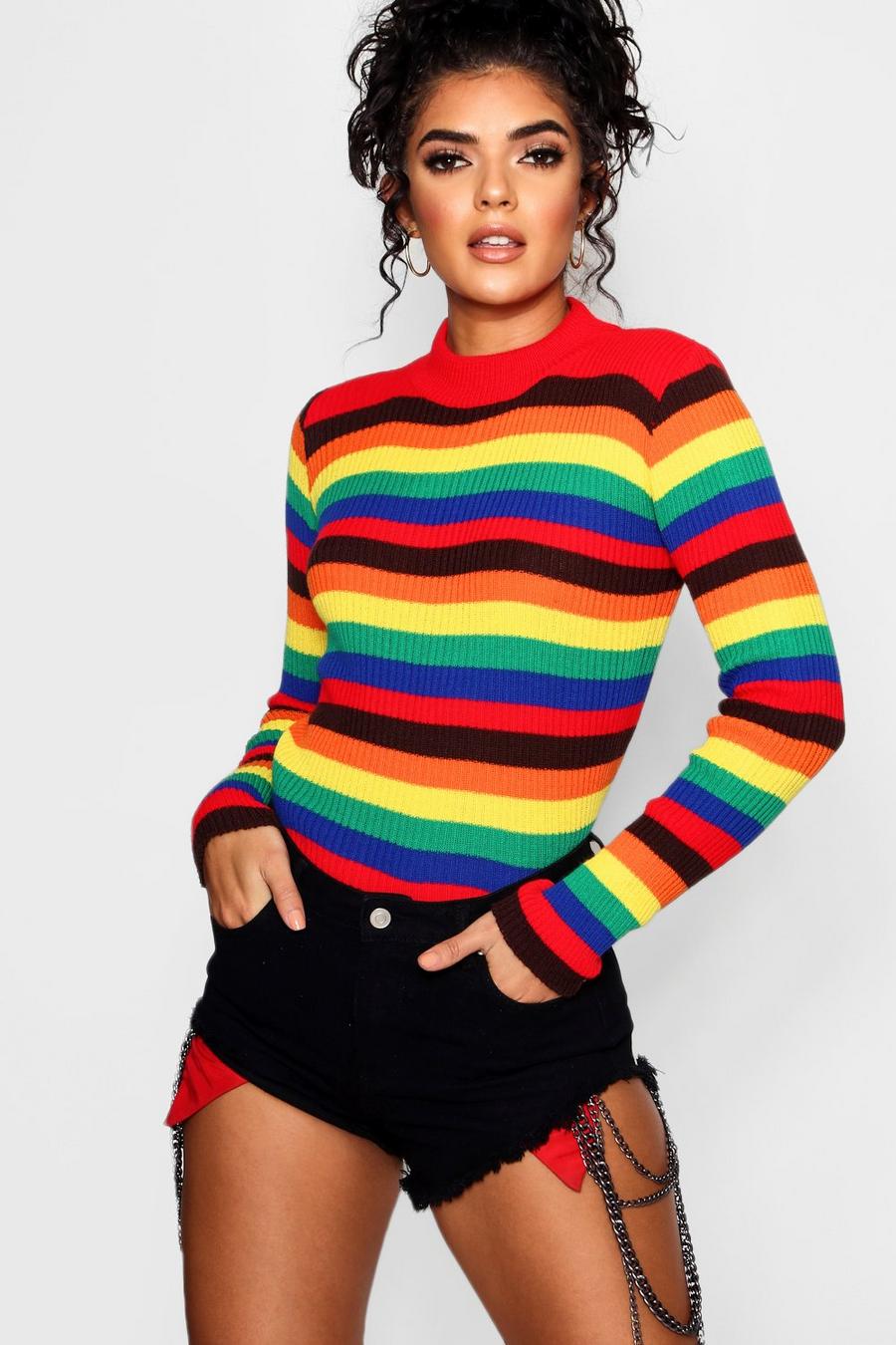 Multi Rainbow Knitted Sweater image number 1