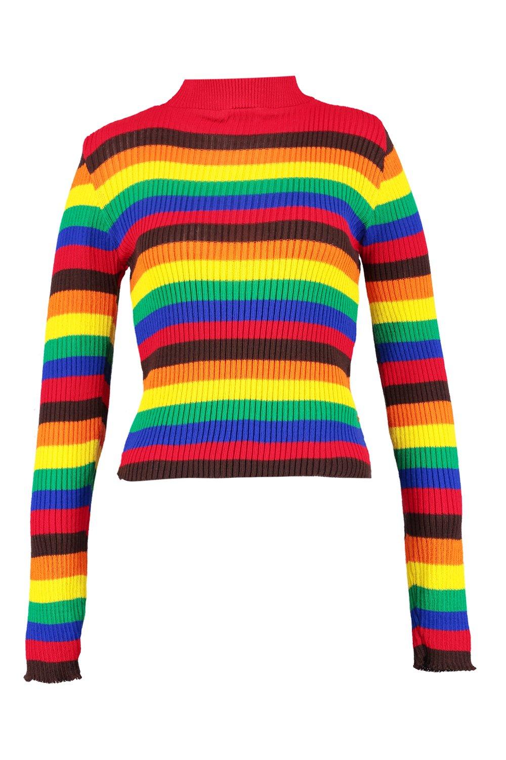 Rainbow Knitted Jumper boohoo NZ
