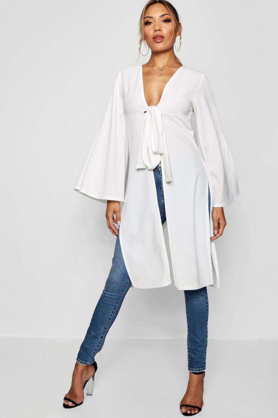 Tie Front Split Duster Jacket image number 1