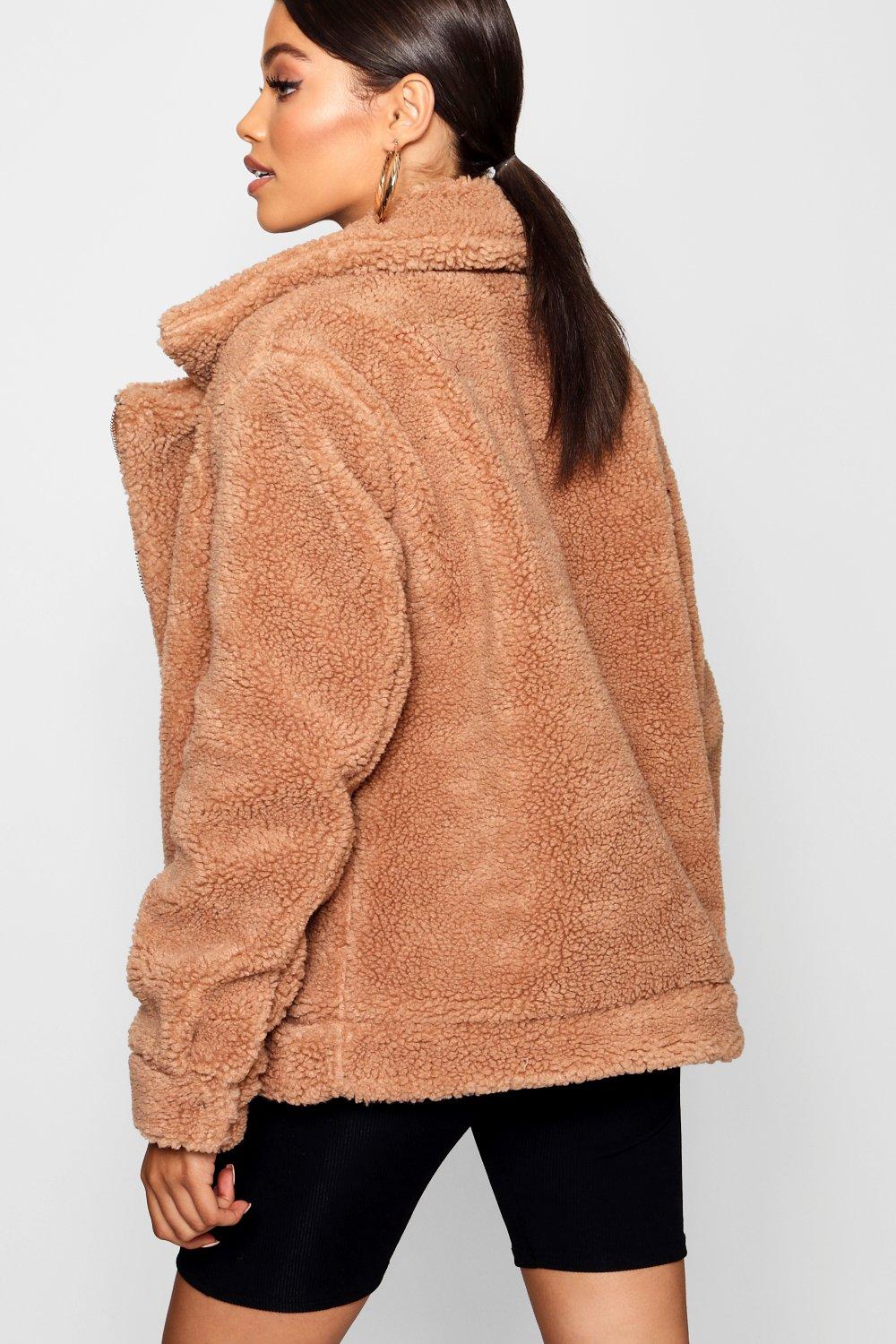 Teddy faux fur aviator on sale boohoo