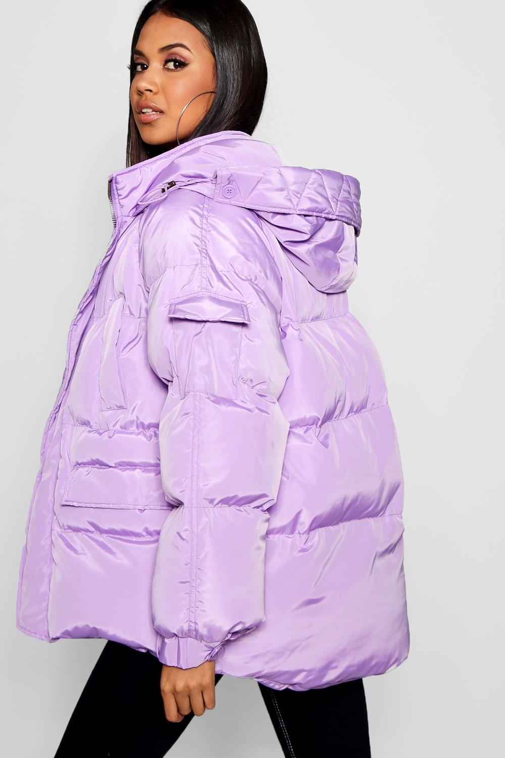 lilac puffer coat