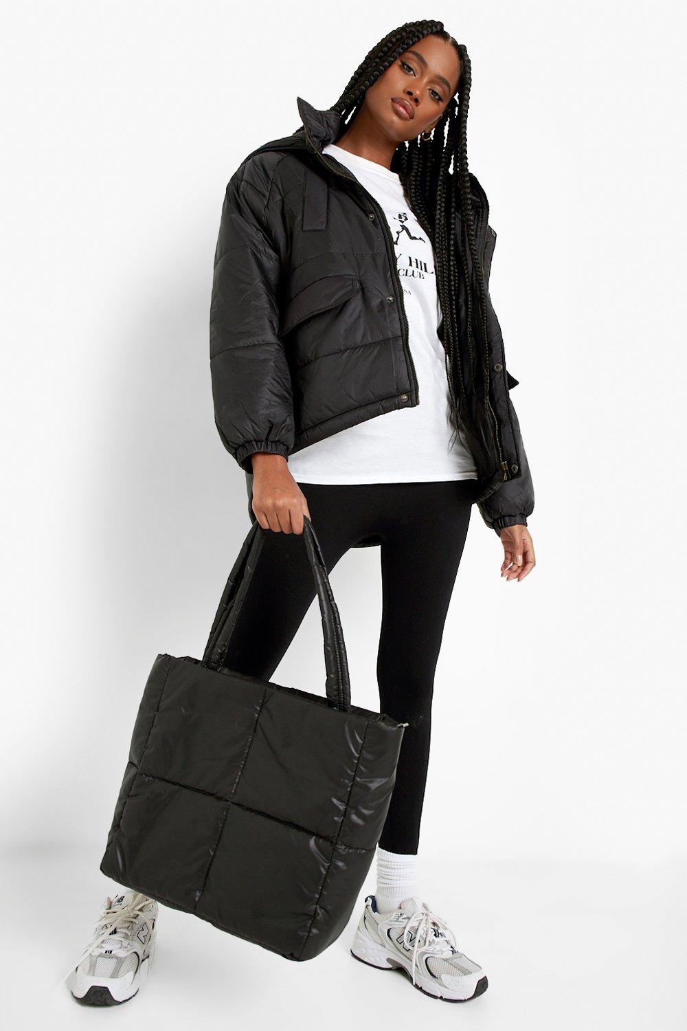 Boohoo oversized hooded puffer jacket sale