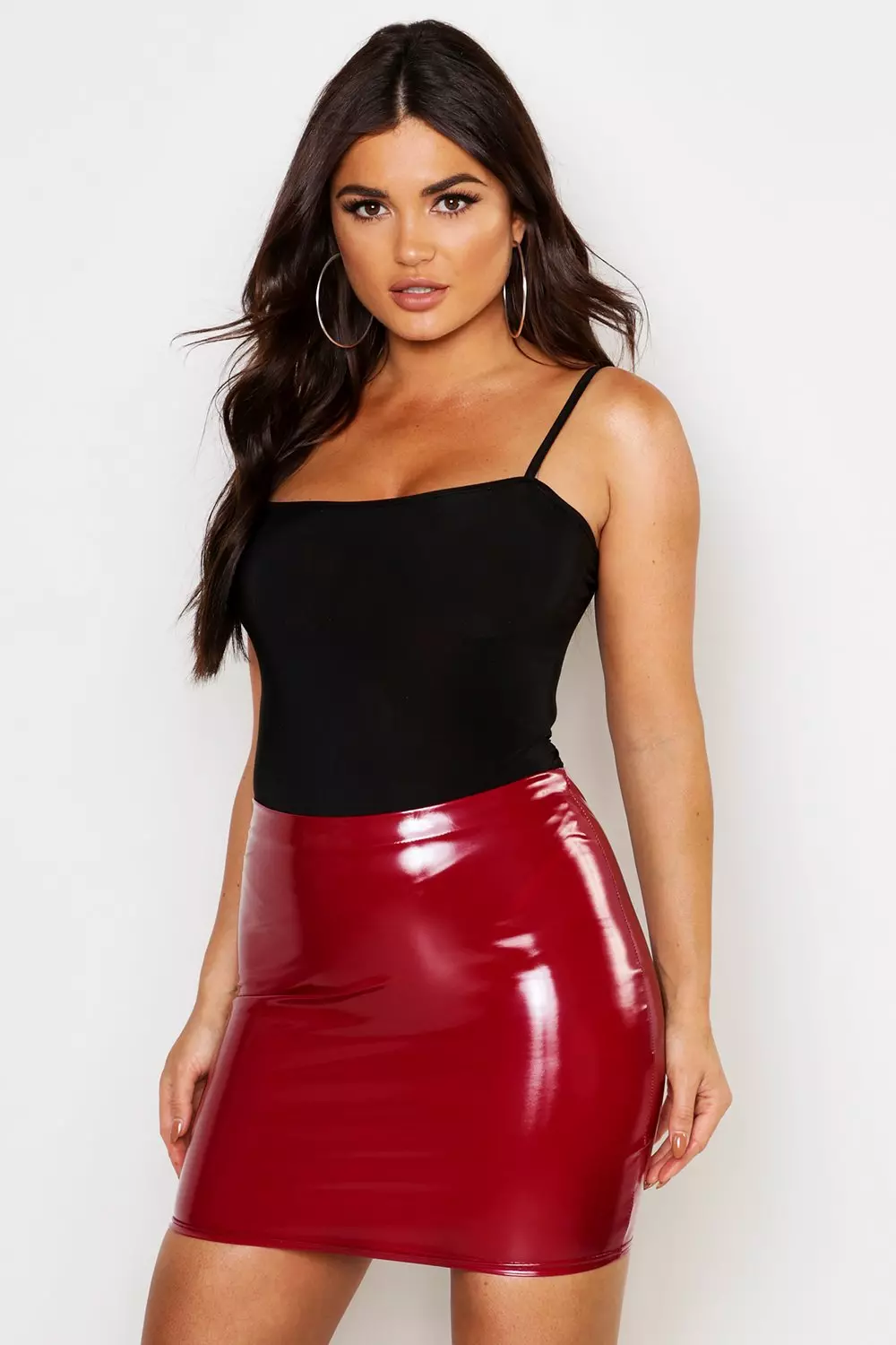 Red pvc sale skirt missguided