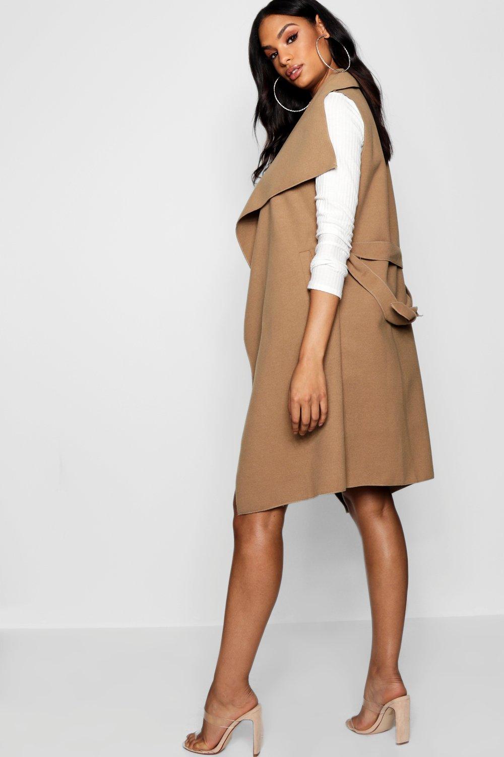 khaki sleeveless coat