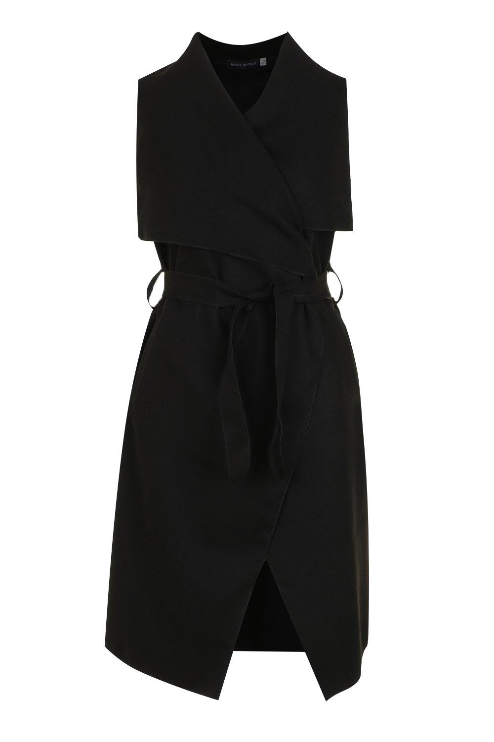 Black sleeveless coat hotsell