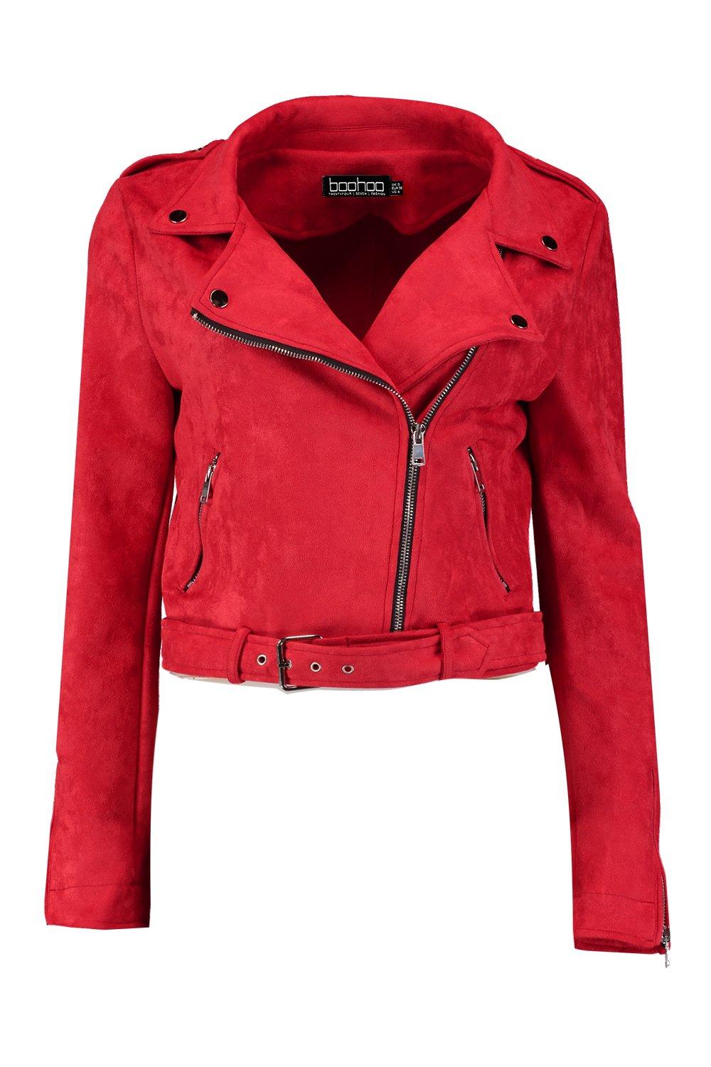 faux suede red jacket