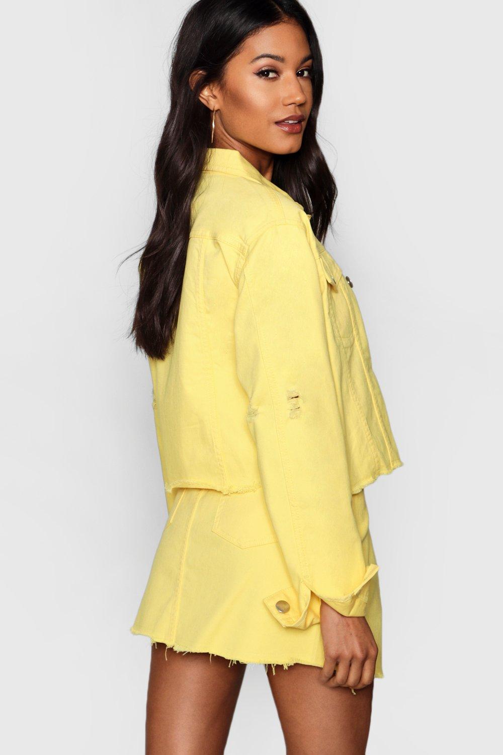 Boohoo yellow clearance denim skirt