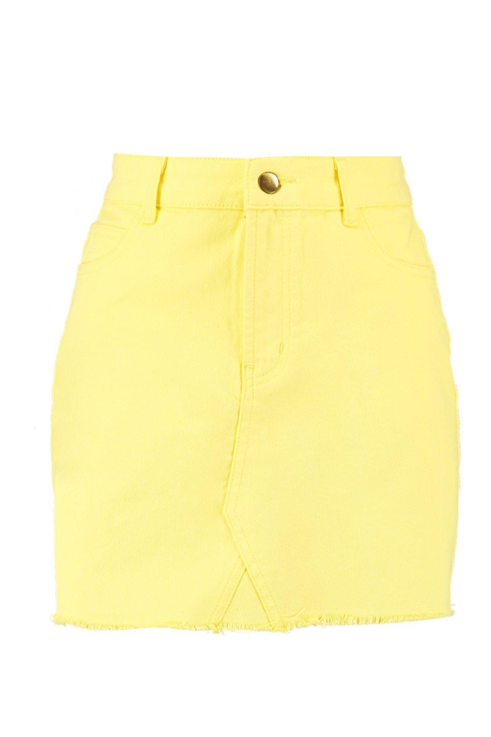 lemon denim skirt