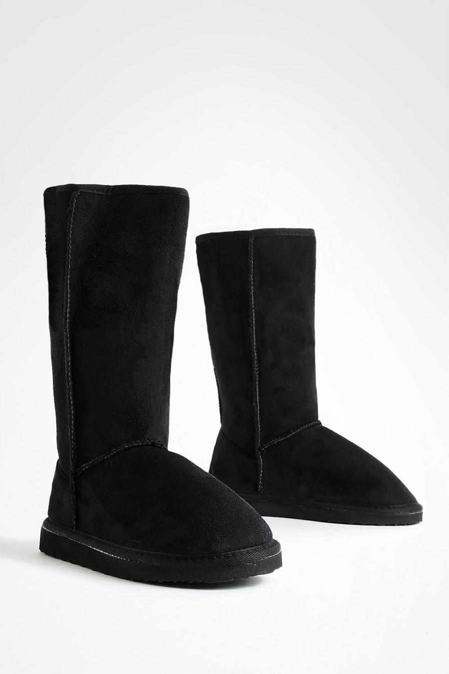 Black schwarz Calf High Cosy Shoe Boots