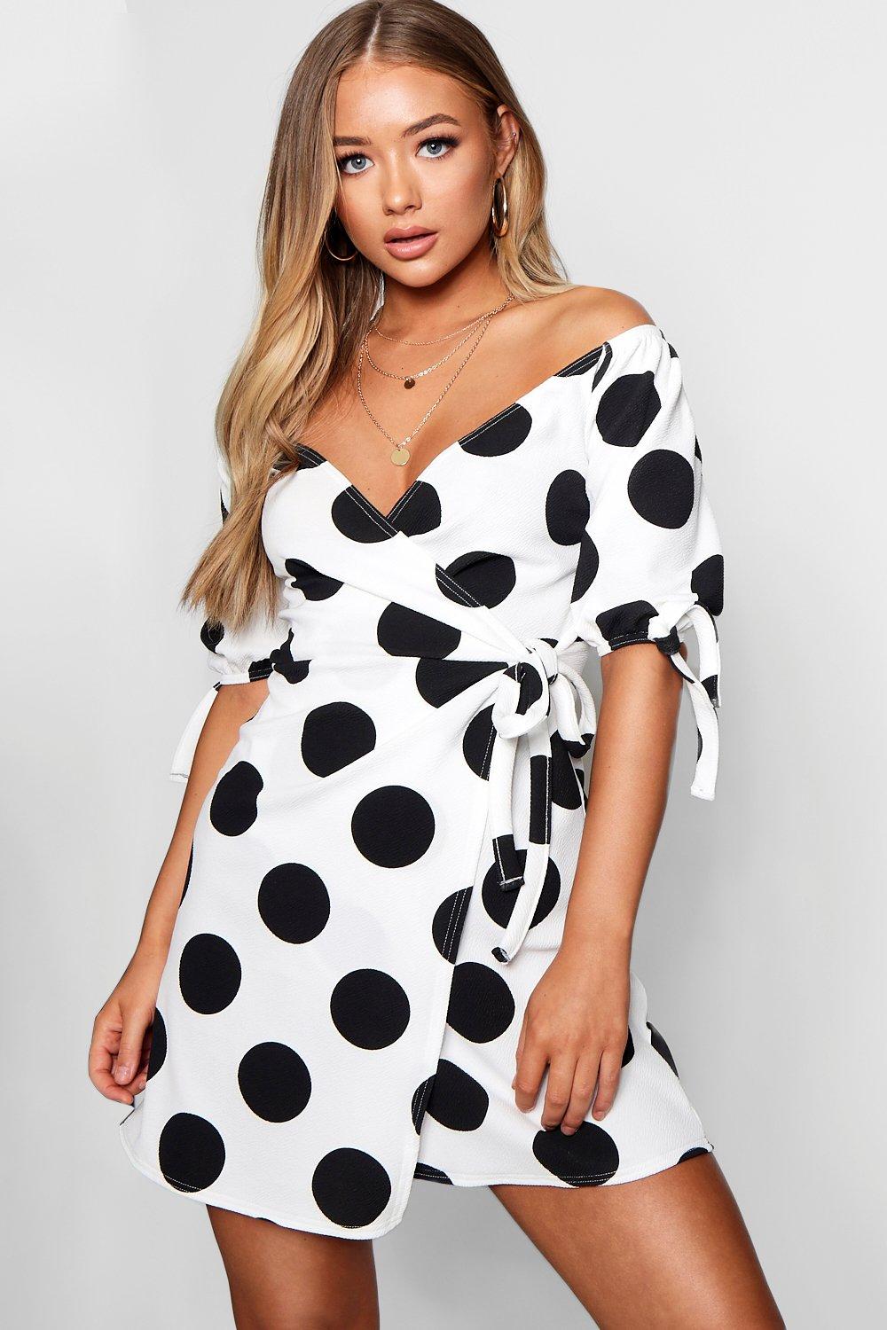 boohoo white wrap dress