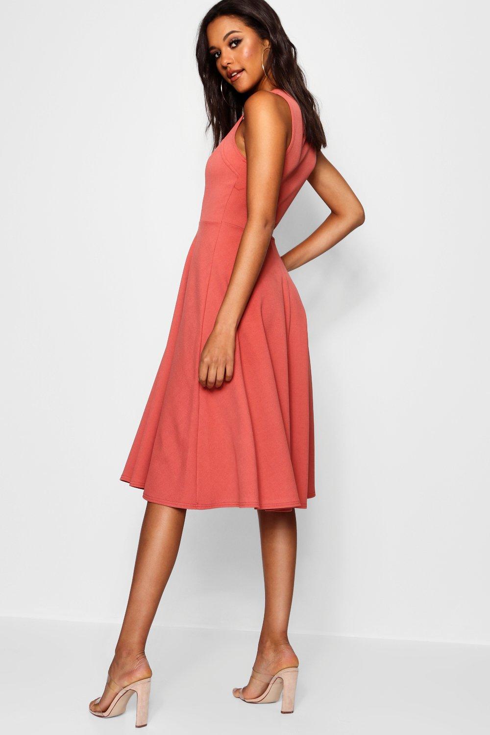 Boohoo square neck skater dress best sale