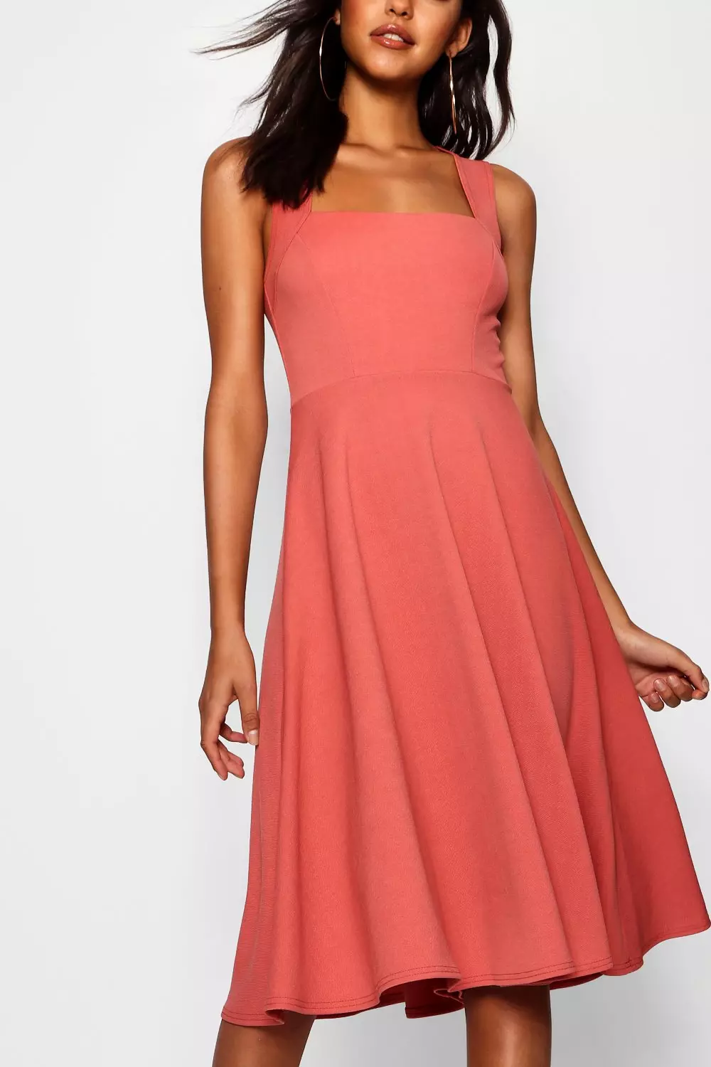 Square neck shop midi skater dress