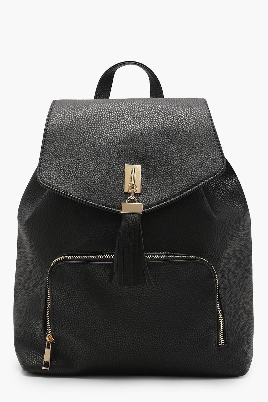 Black Fringe Tassel Rucksack Bag