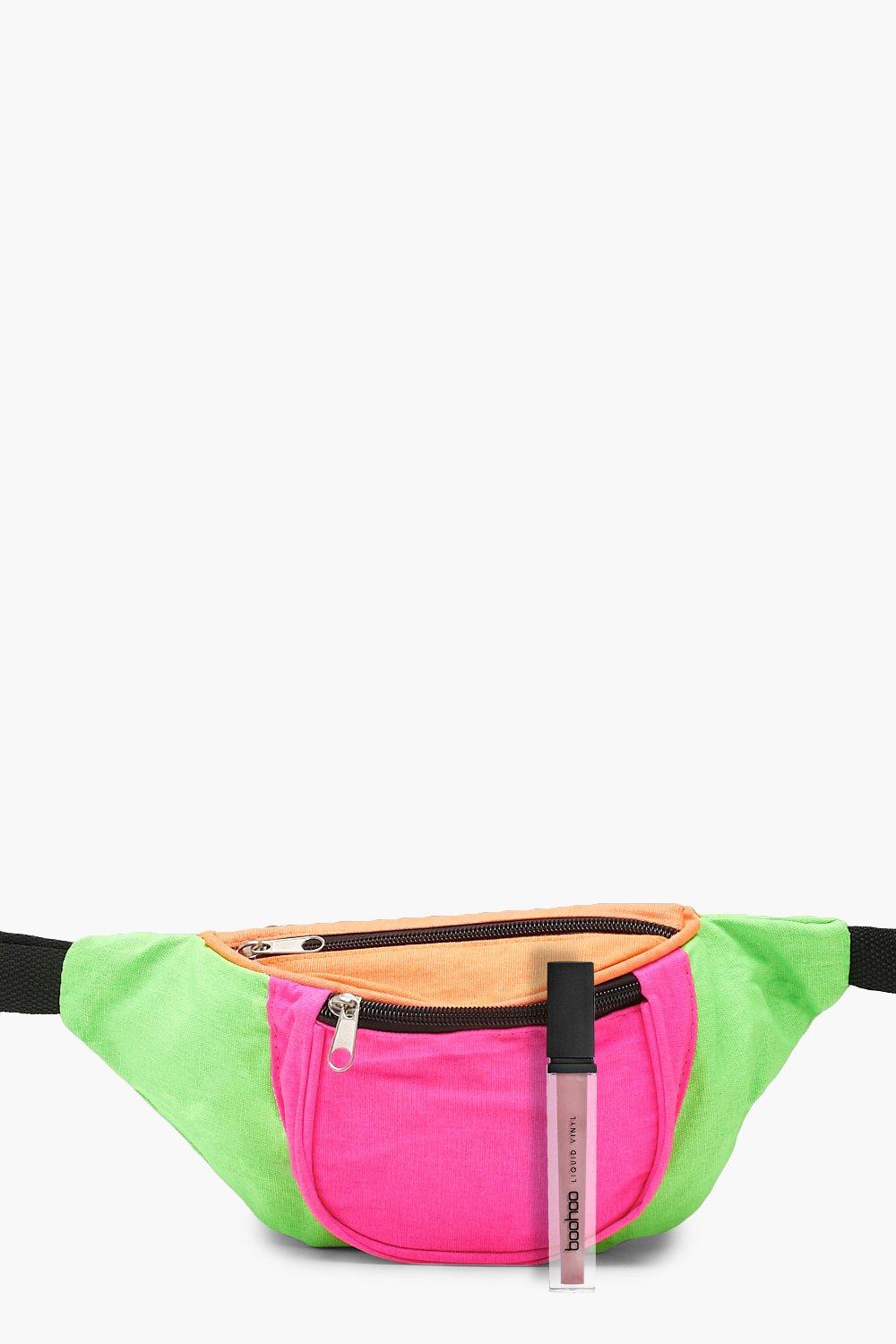 multi coloured bum bag