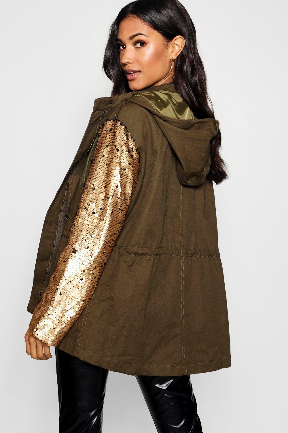 sequin khaki jacket