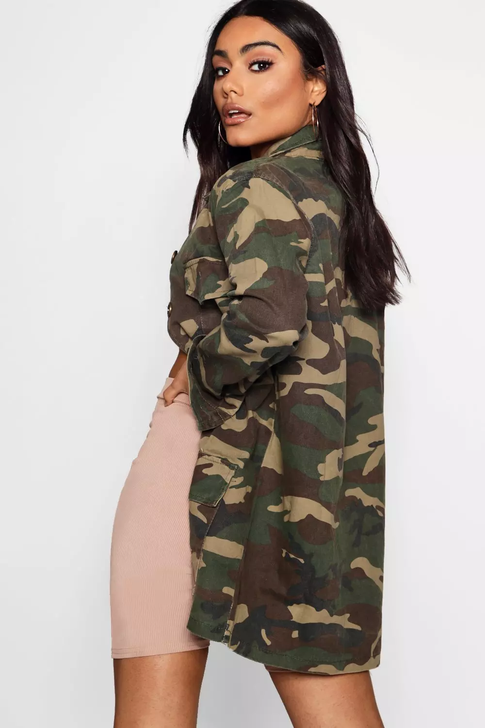 Puff sleeve cheap camo jacket