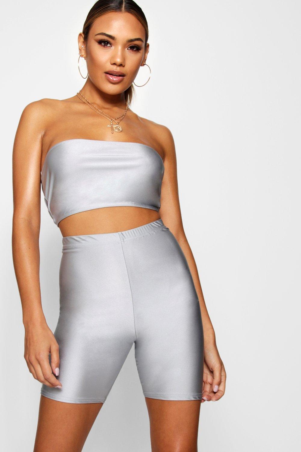 silver cycling shorts