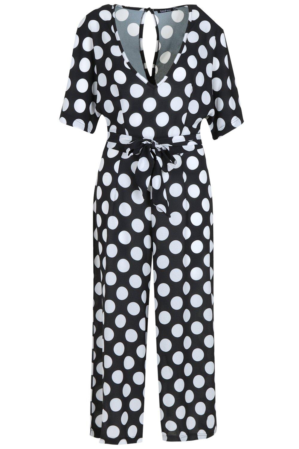boohoo green polka dot jumpsuit
