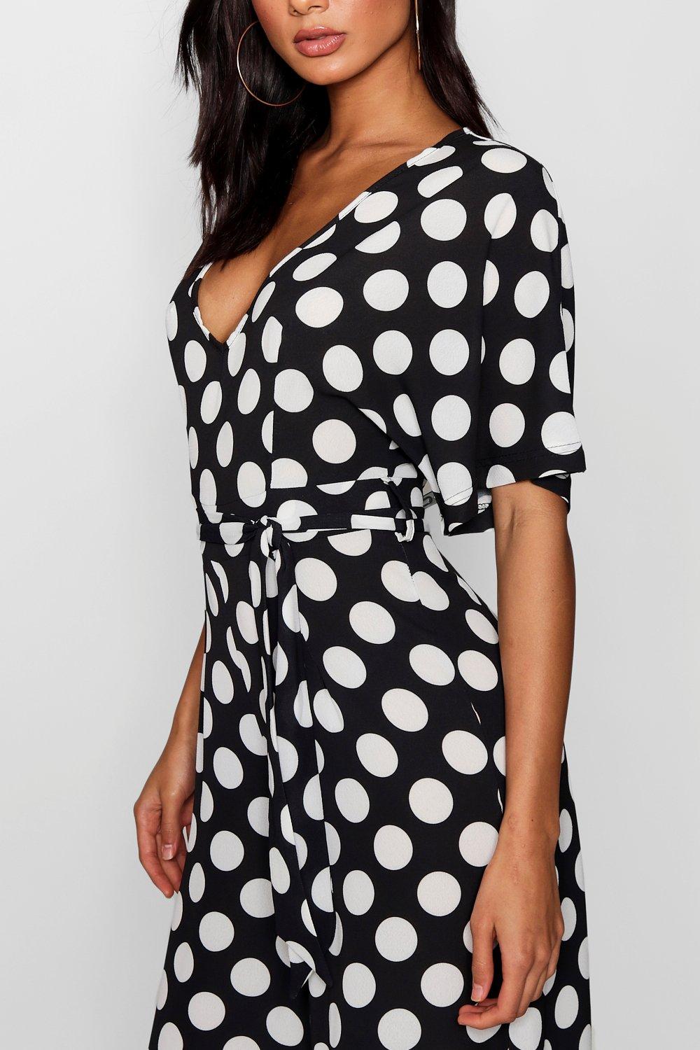 boohoo green polka dot jumpsuit