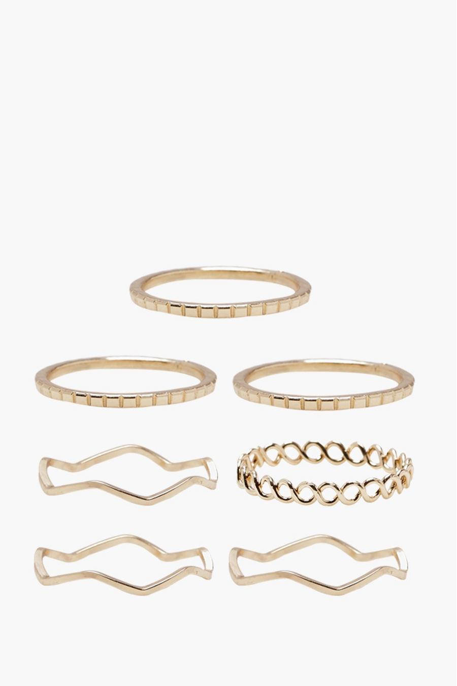 Gold Delicate Rings 7 Pack image number 1