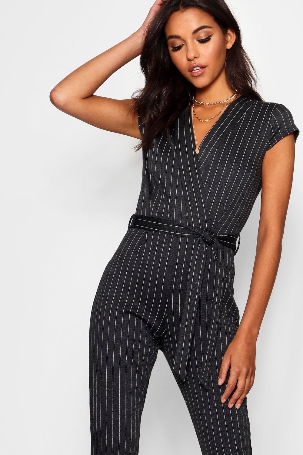 Pinstripe jumpsuit hot sale