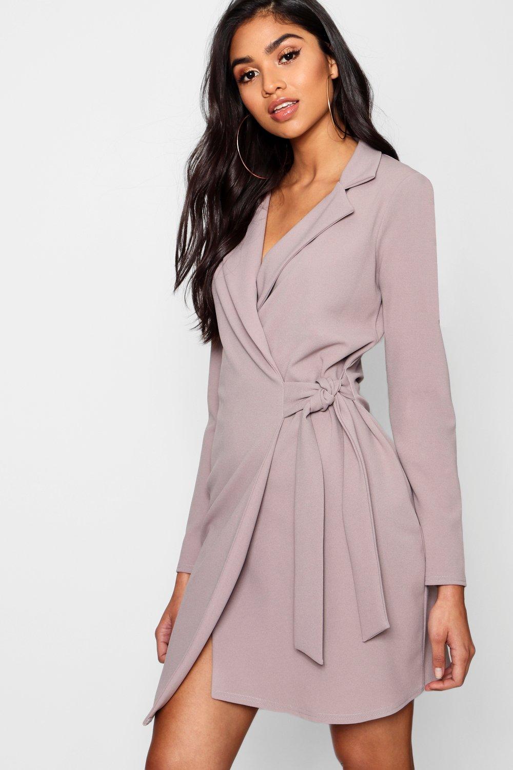 boohoo tie side blazer dress