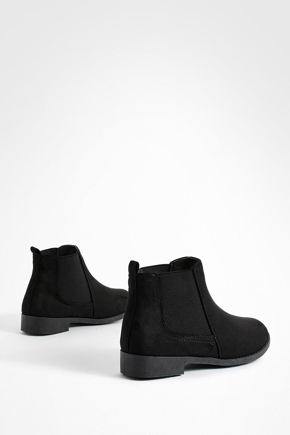 Faux Suede Flat Chelsea Boots