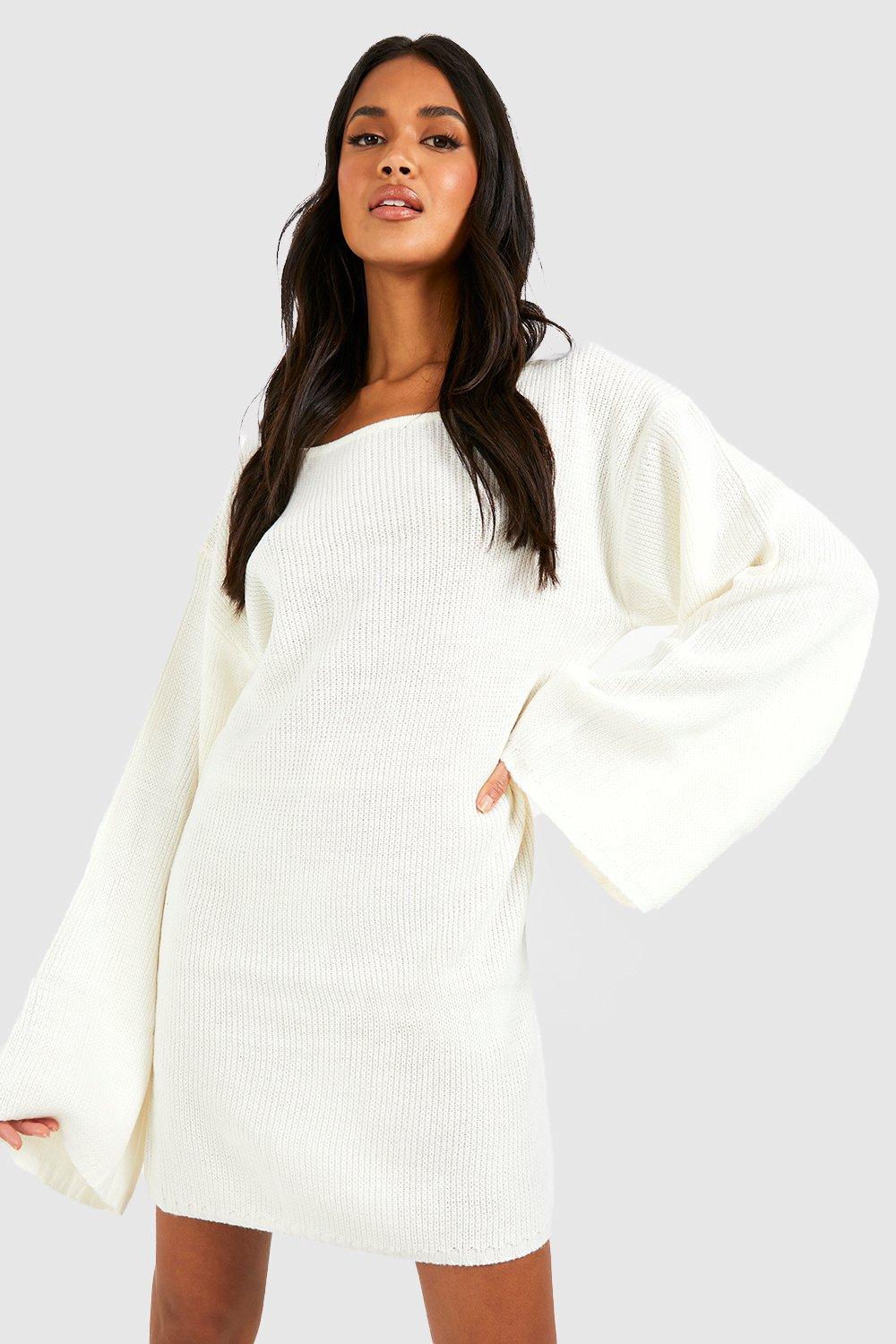 Sweater dress with bell clearance sleeves