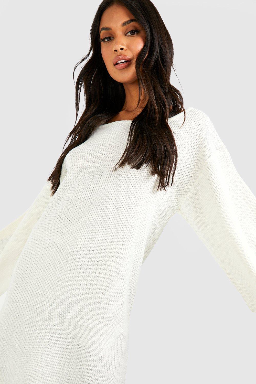 Long sleeve shop white sweater dress