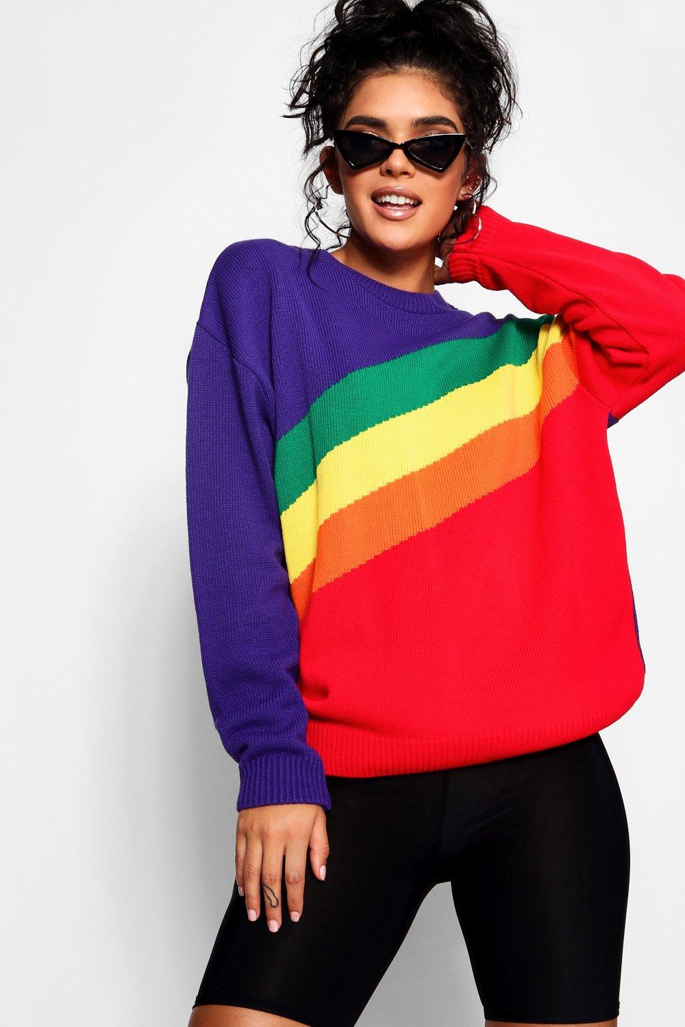 boohoo rainbow jumper