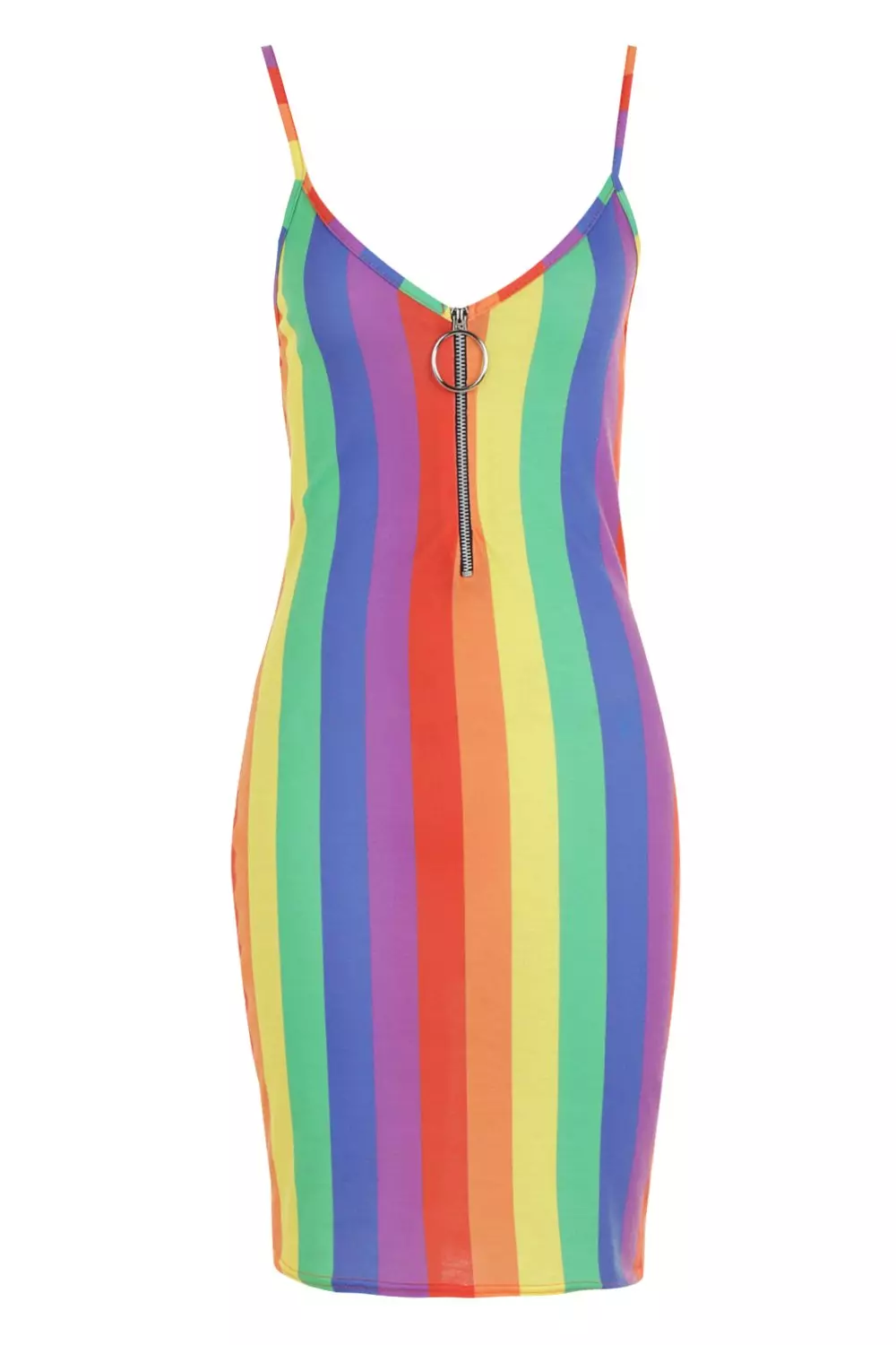 Women S Rainbow Stripe O Ring Dress Boohoo Uk