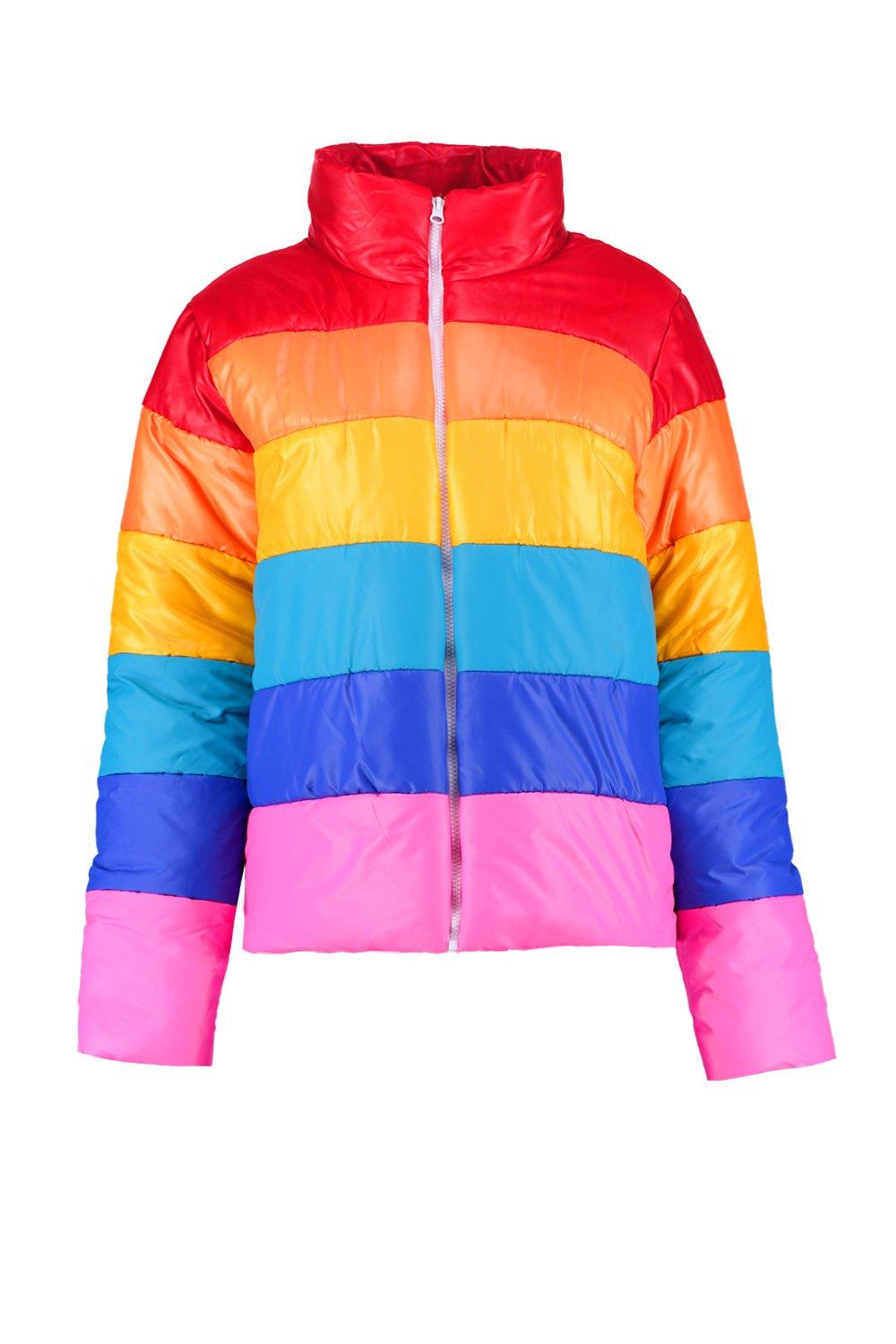 Rainbow puffer jacket hotsell