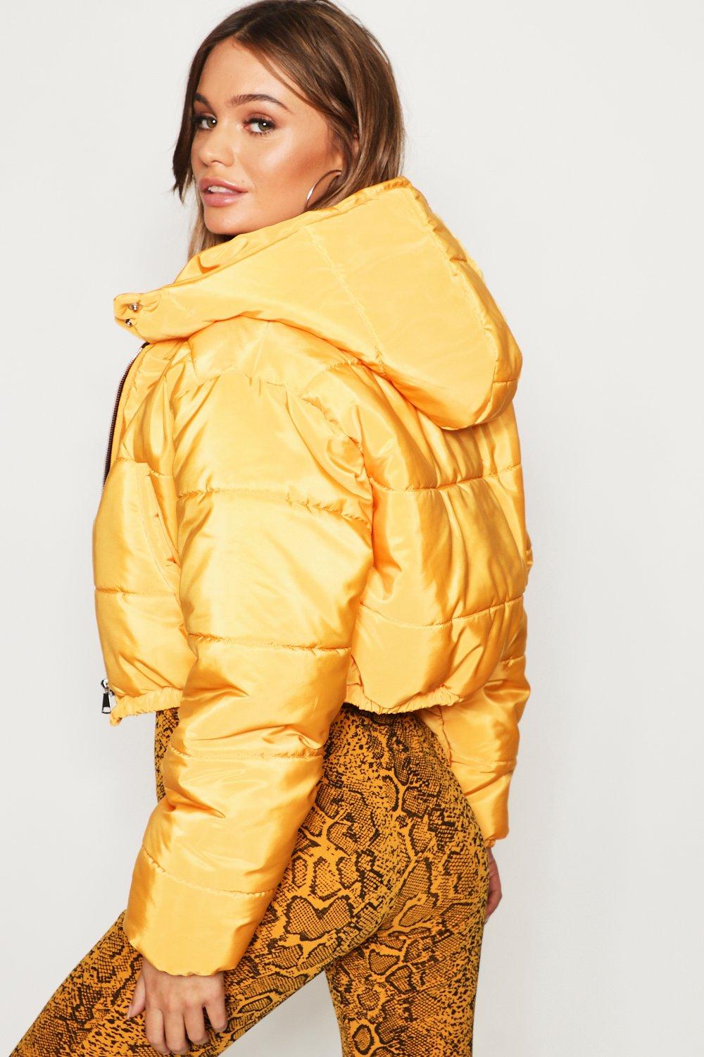 Yellow crop puffer jacket hotsell