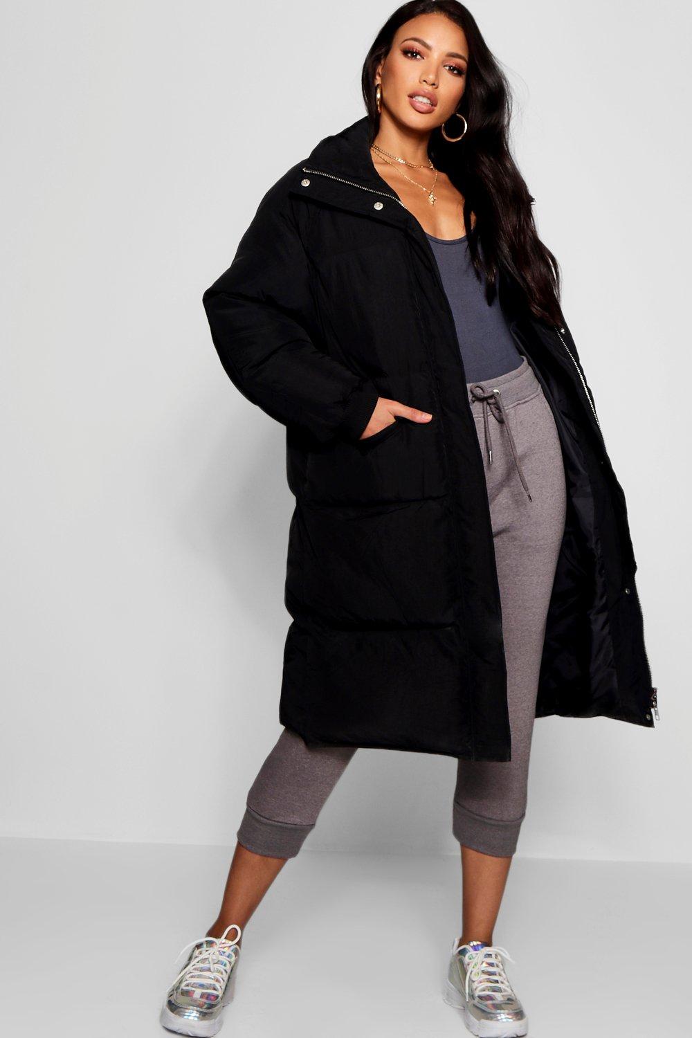 black long line puffer jacket