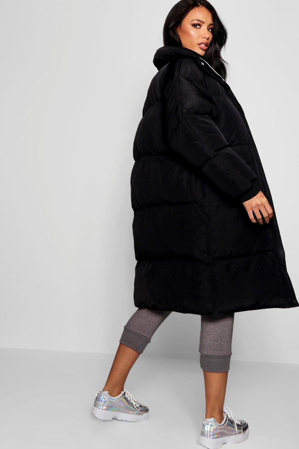 plus size longline puffer jacket