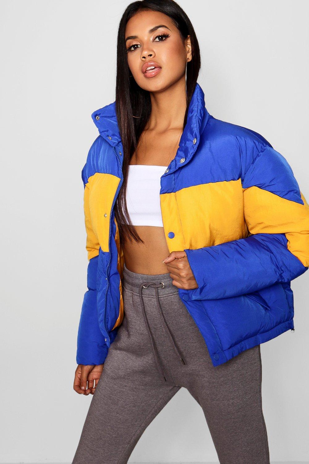 color block down jacket