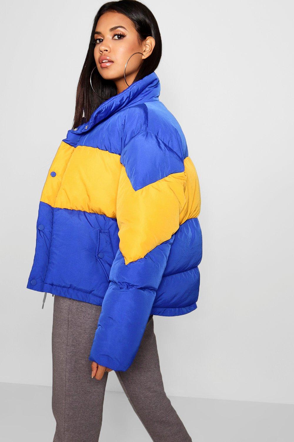 belted puffer coat with hood