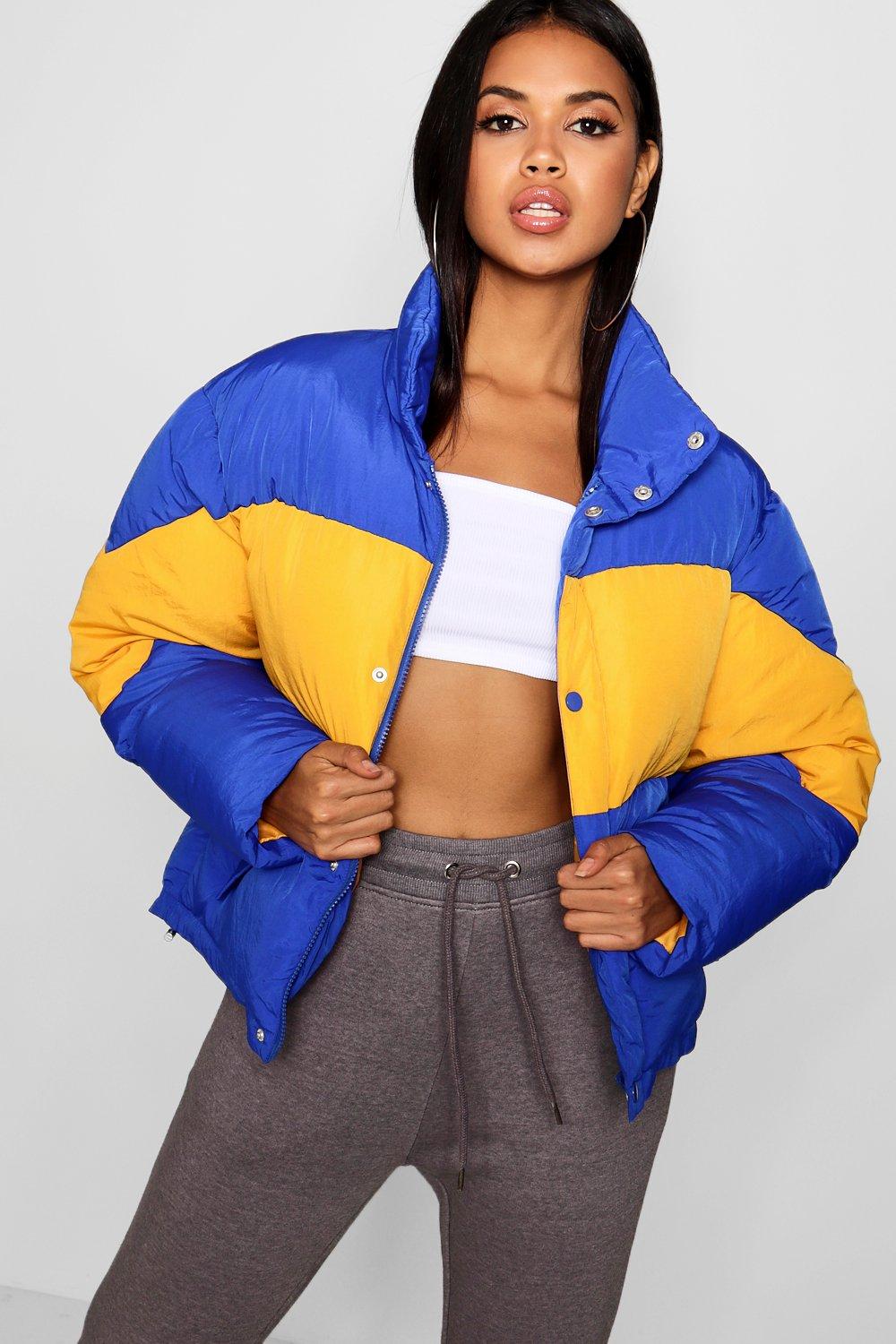 Blue and clearance yellow puffer jacket