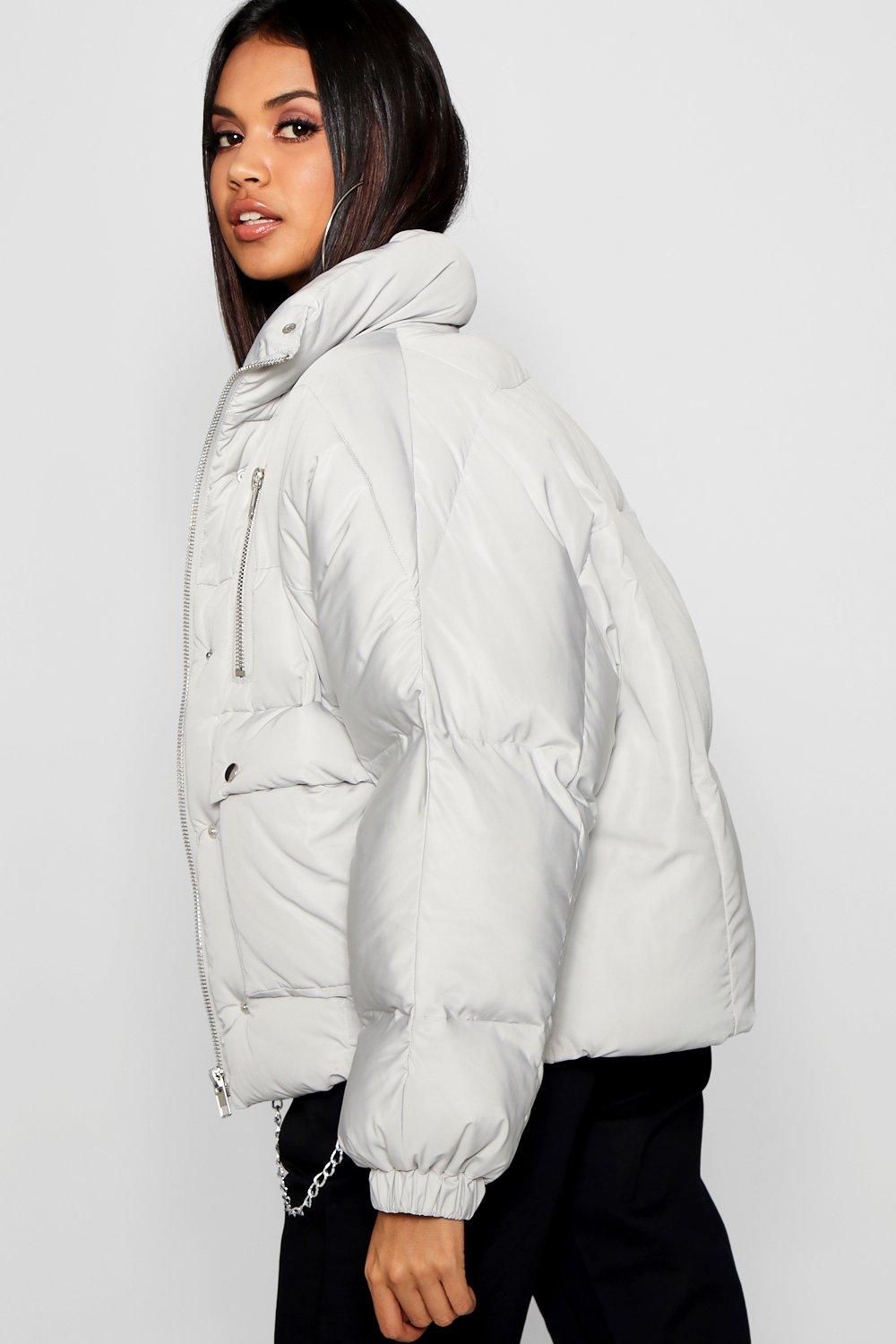 Double Zip Puffer Jacket | boohoo UK