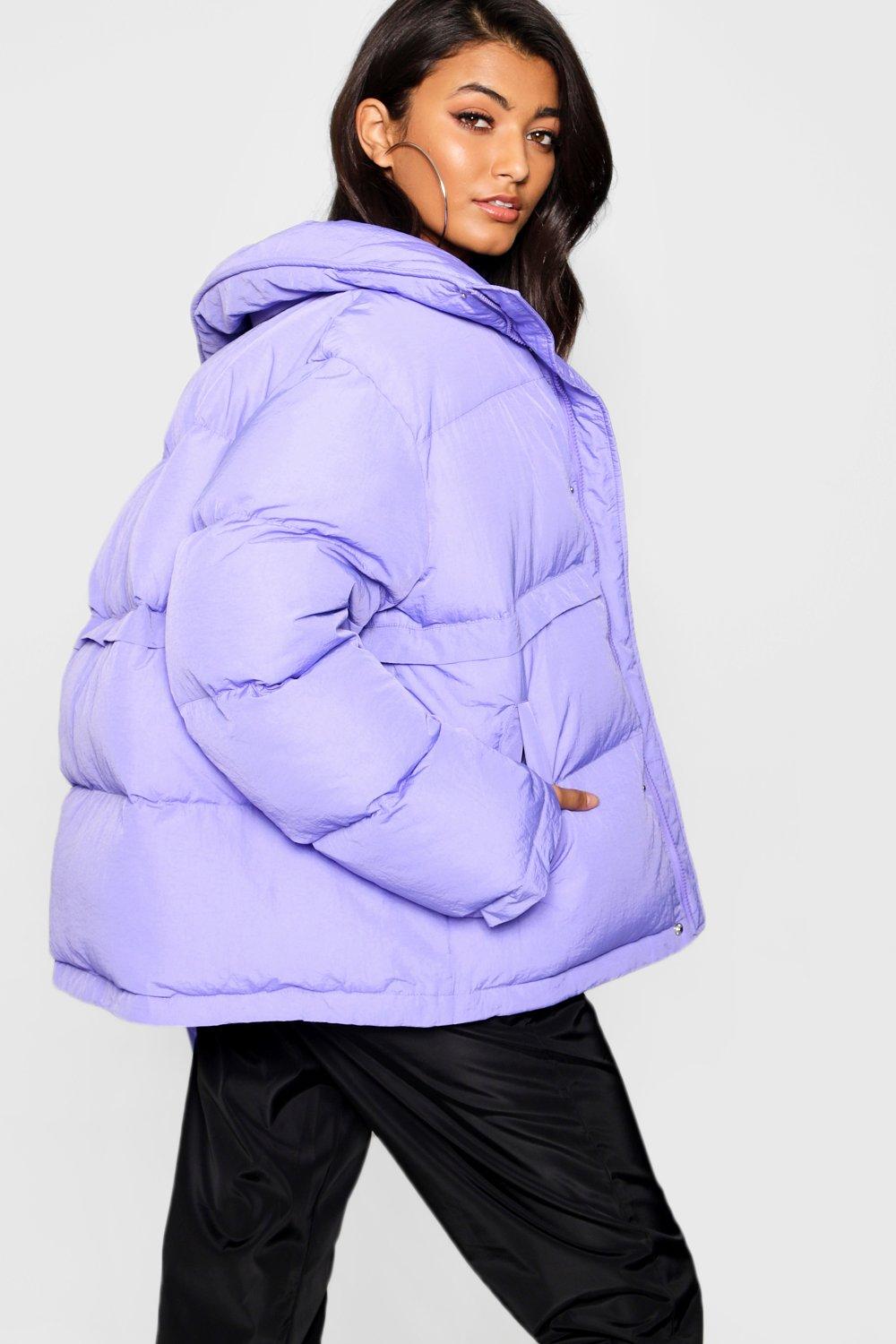 boohoo purple puffer jacket