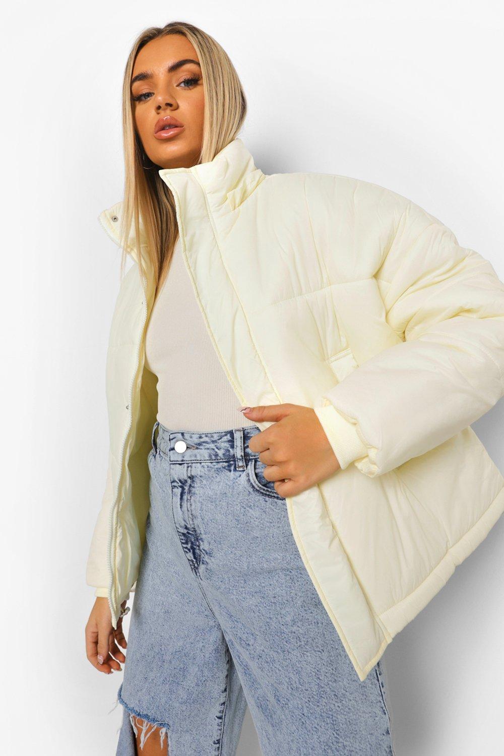 cream puffer jacket women's