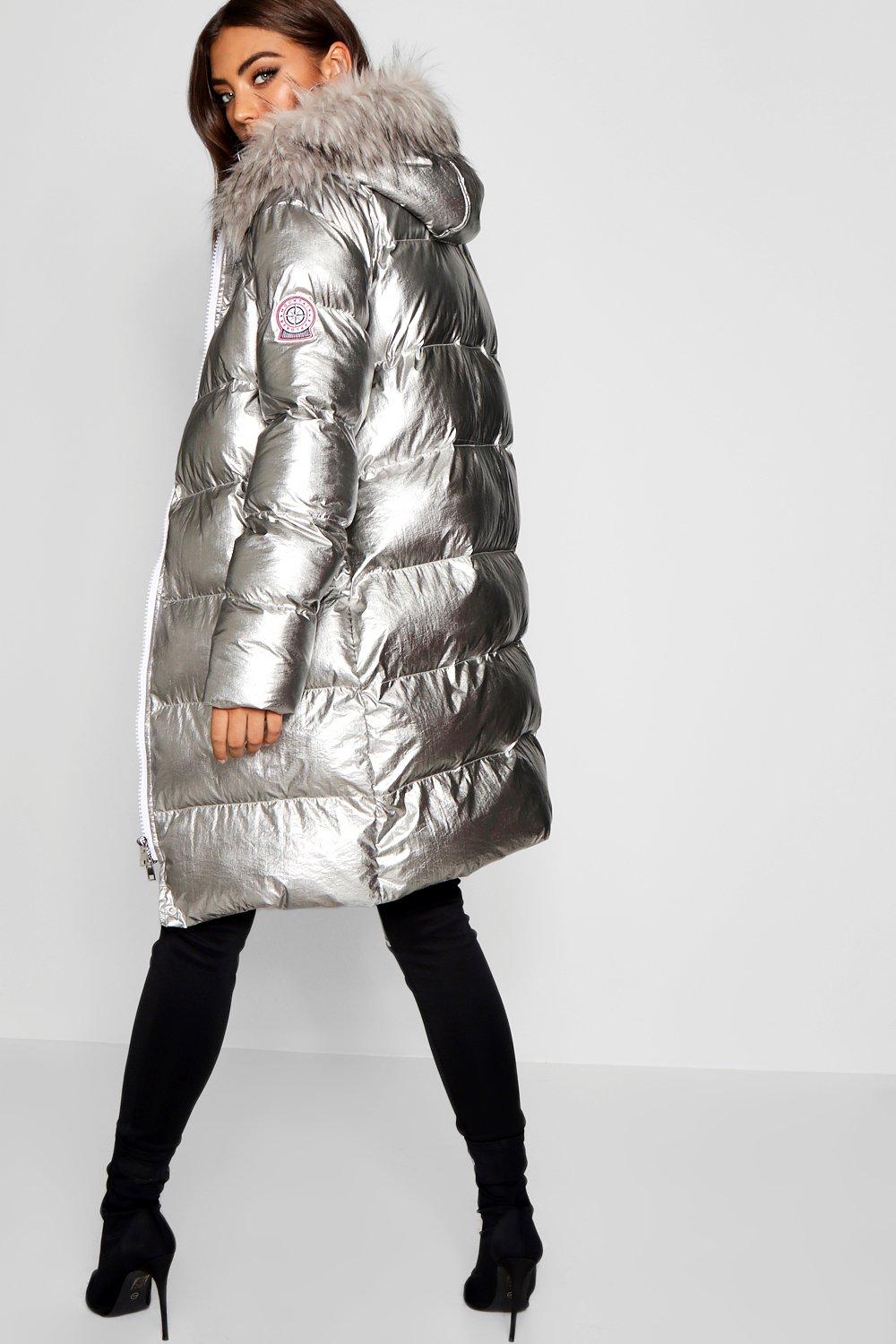 silver puffa jacket