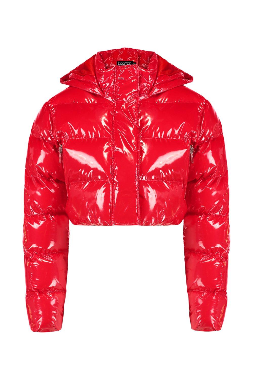 plus size vinyl puffer jacket