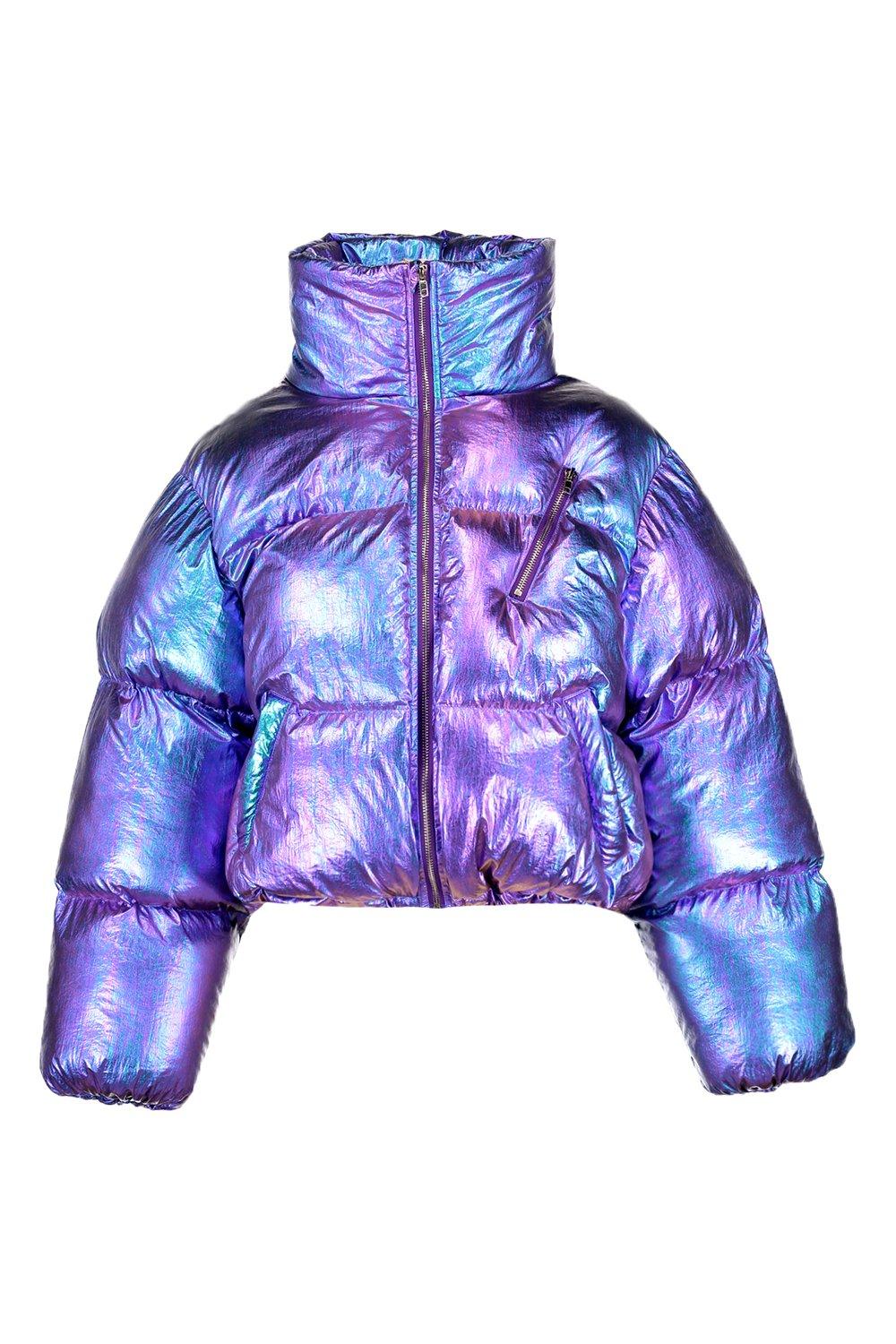 Iridescent Metallic Puffer Jacket