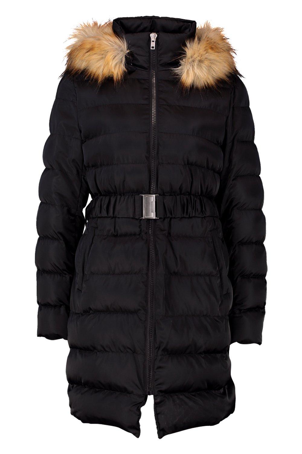 Matte satin faux 2025 fur trim puffer